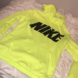NIKE Thermafit neon yellow high neck hoodie